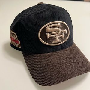 Brand new black and brown corduroy material SF 49ers adjustable baseball cap